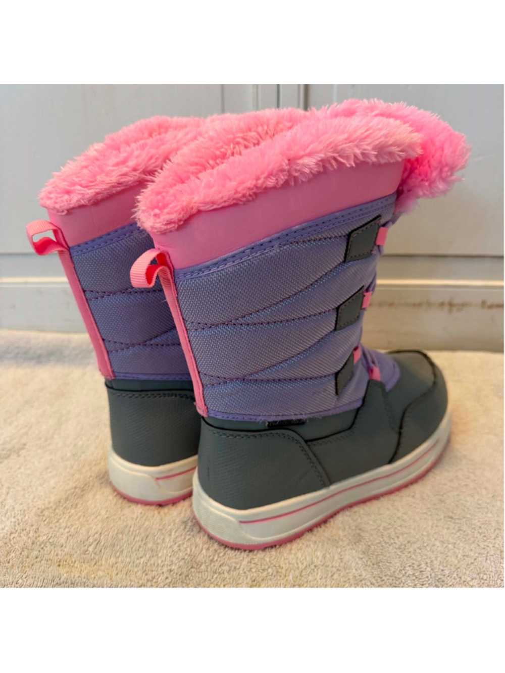 Girls Wonder Nation Waterproof Snow Boots Size 2 Purple Grey - Picture 4 of 15